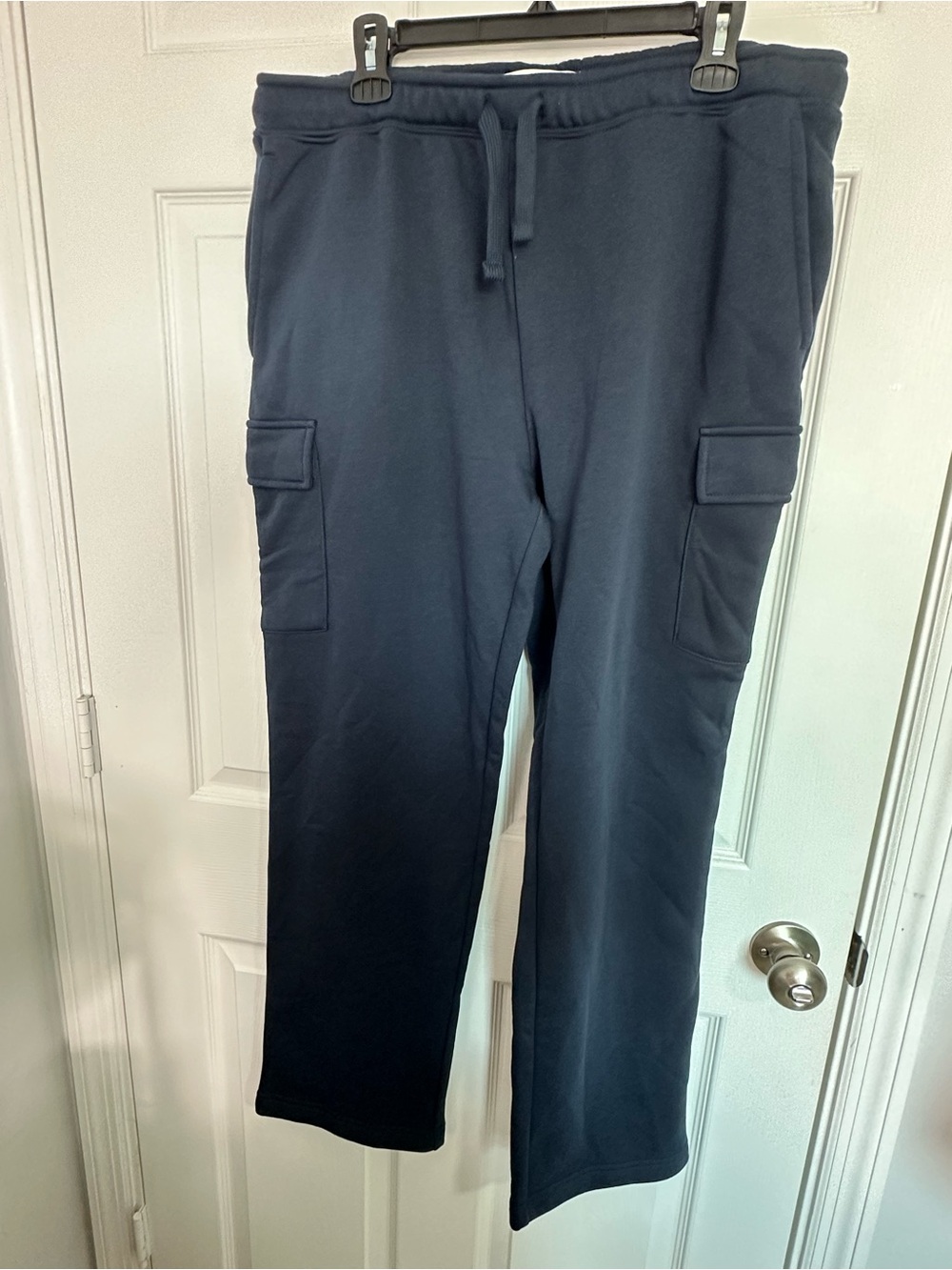 Women’s Navy Cargo Jogger Pants - Comfortable Drawstring Waist